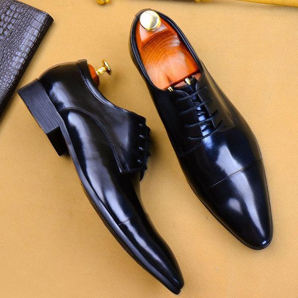 

mens formal shoes genuine leather oxford shoes for men black khaki 2020 dress wedding laces leather brogues
