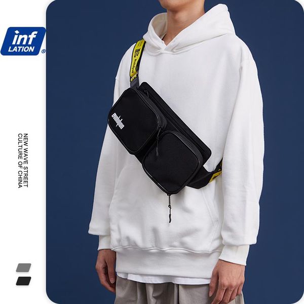 

inflation 2020 letter printed waist belt bag mens double zipper pocket shoulder bag men streetwear crossbody bags 230ai2020