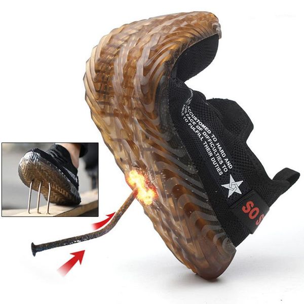 

2019 new labor insurance shoes men's steel toe cap steel bottom anti-smashing anti-smashing summer mesh breathable sports shoes1, Black