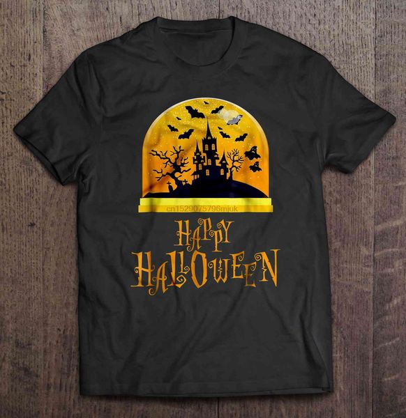 

men t shirt happy halloween -haunted house snow globe version women t-shirt sport hooded sweatshirt hoodie