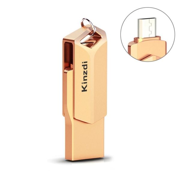 

kinzdi 128gb usb 20 android phone computer dual-use rotary metal u disk v9