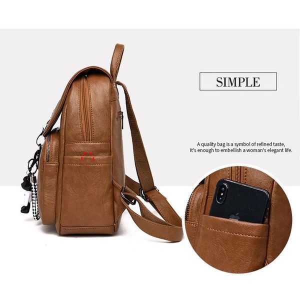 

black soft backpack female pu leather vintage ladies backpack women 2020 new youth bagpack for teenage girl brown bbytyw