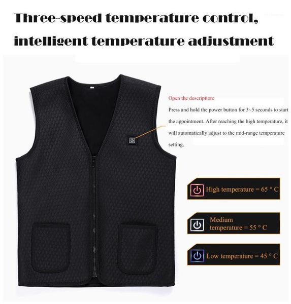 

man vest outdoor warm electric heated clothing riding skiing fishing usb charging 301 men's vests, Black;white