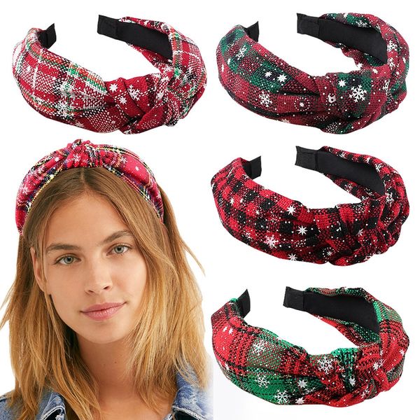 

plaid hair sticks big girls snowflake plaid printed hair hoop bowknot headbands christmas children hair accessories hairbands, Silver