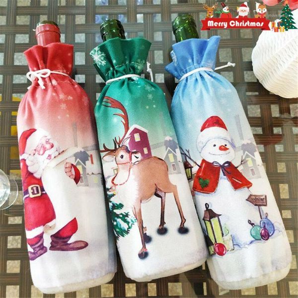 

2020 christmas decoration home christmas wine bottle bags cover gift champagne holders table casa navidad decorations1