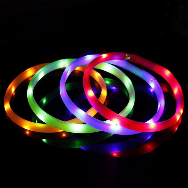 

usb charging adjustable pet dog collar led rechargeable night flashing luminous dog collars solid neck collar for dogs