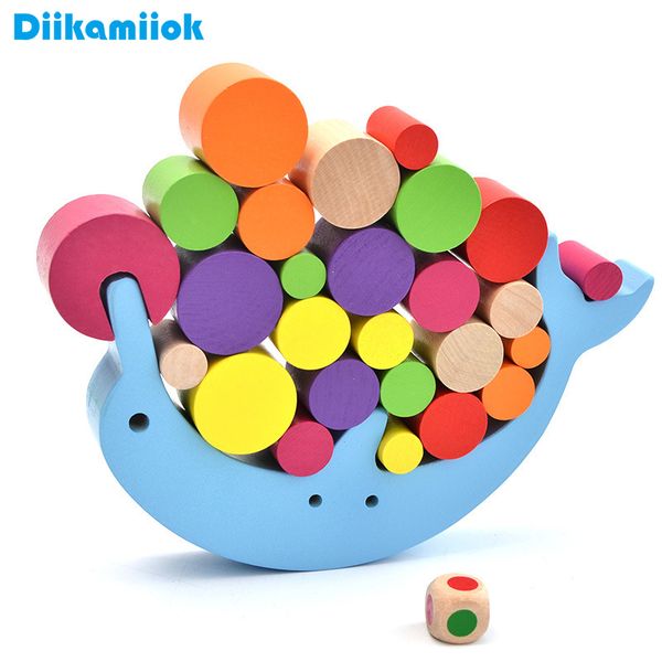 

kids balance training dolphin building blocks baby learning educational toys wooden stacking desk game puzzle toy for children 1020