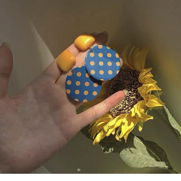 

10pcs french retro round dot earrings charms for diy jewelry making accessories blue enamel acrylic single hole pendant findings h jllnij