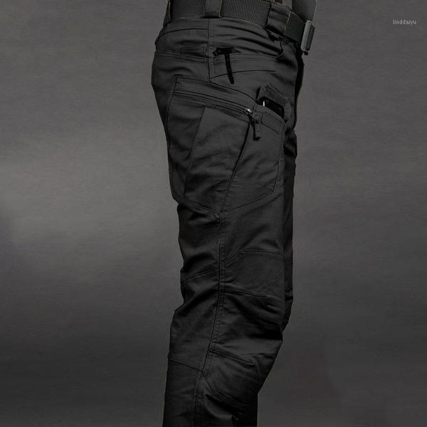 

ix city tactical cargo pants men combat swat army pants waterproof many pockets stretch flexible man casual trousers 3x1, Black