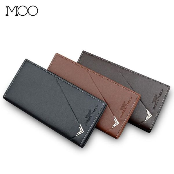 

wallets soft long thin wallet man 3 fold multi-card slot large capacity fashion men's leather coin purse men card holder, Red;black