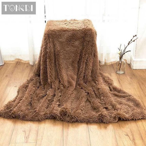 

blankets tongdi soft warm elegant fannel fleece fur thick blanket solid winter couch cover bed sofa machine wash plush bedspread1