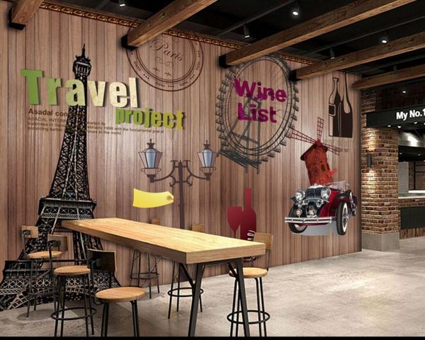 

wallpapers dropship mural rustic style cafe background wall painting custom 3d el decoration wallpaper bar