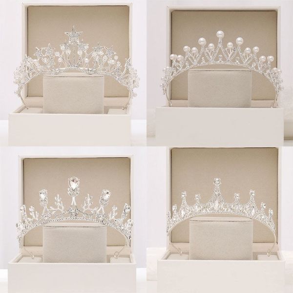 

bridal headdress princess crystal crown net red girl hair ornament 18-year-old gift, Silver