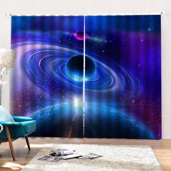 

1 pair fancy squat cosmos galaxy window curtain door open new world waterproof valance balcony french window blackout curtain 1