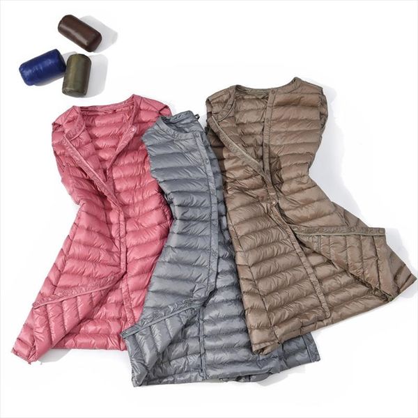 

новый 2020 женщины ultra light вниз пальто вскользь тонкие длинная утка вниз жилеты высокого качества женщина зимних курток женщины теплого, Black;white