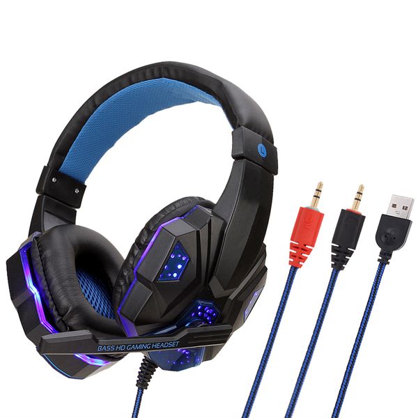 

professional led light gamer headset for computer ps4 gaming headphones adjustable bass stereo pc wired headset with mic gifts