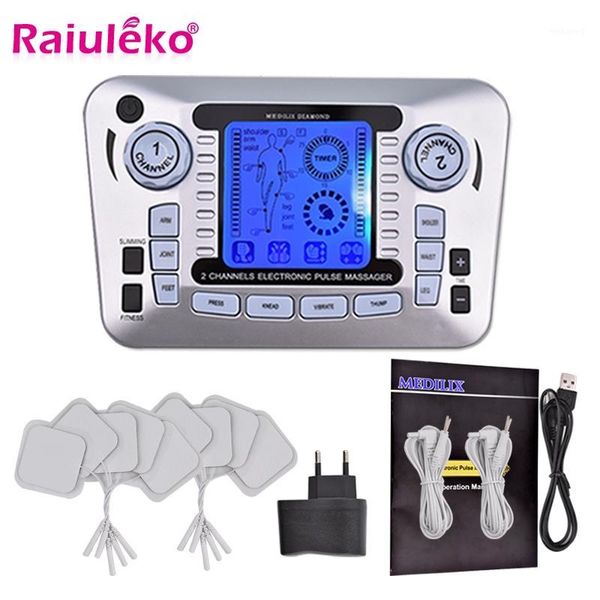 

full body tens acupuncture electric therapy massager meridian physiotherapy massager apparatus + 10 pads healthy care1