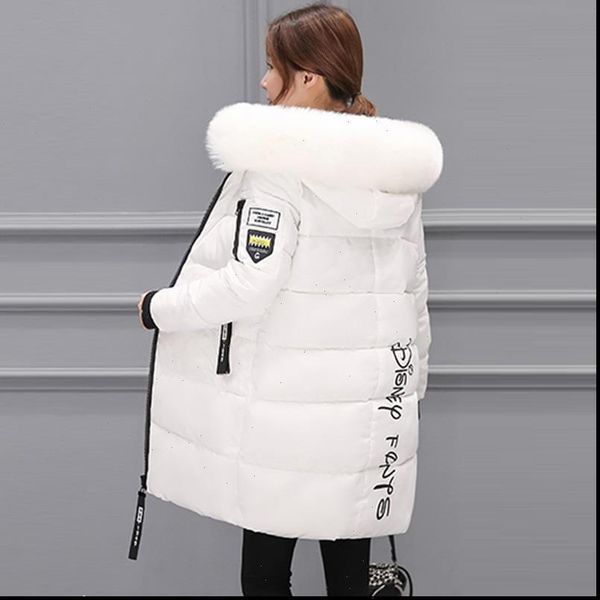 

parka women winter coats long cotton casual fur hooded jackets women thick warm winter parkas female overcoat coat 2021 new, Black