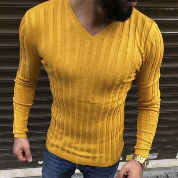 

v-neck sweater men's autumn winter warm casual sweater long sleeve striped fitness knitted sweaters pullover men clothes1, White;black