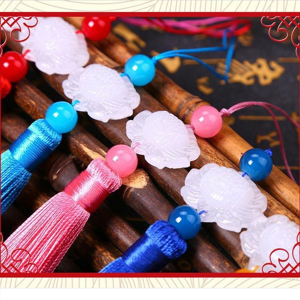 

2pcs multicolor white jade lotus tassels diy jewelry curtain garments decorative accessories key car bag pendant craft tassels h jlltmt