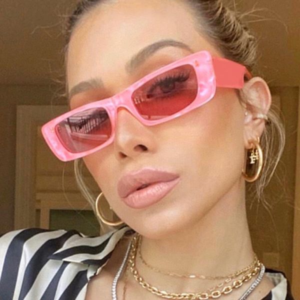 

vintage small pink shades for women square sunglasses 2021 luxury designer rectangle sun glasses female nude eyewear uv400, White;black