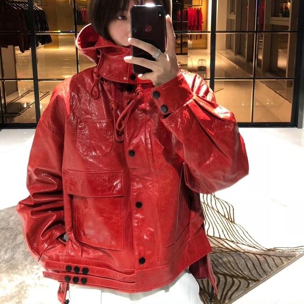 

woman coats natural 100% sheepskin fashion real sheepskin leather coat female windbreaker hooded cap various colours 201030, Black