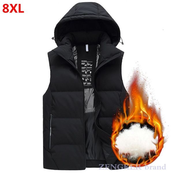 

autumn winter new men's plus size hooded down vest male thickened down vest down winter jacket men 8xl 9xl