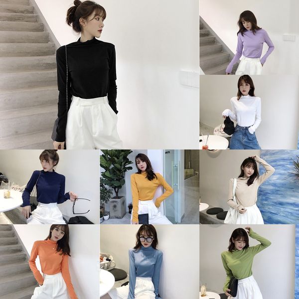 

new long sleeve women's solid high neck modal bottom t-shirt t-shirt women's autumn f325a faw1m, White