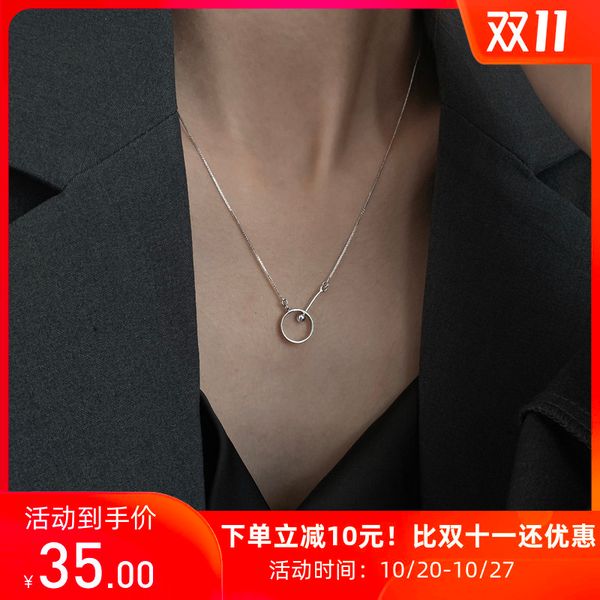 

925 серебряного ожерелье sterling кольца для женщин чувства конструкции малых и роскошных высокого класса ключица цепи простых темперамента, Silver