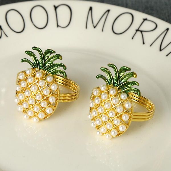 oro argento ananas con perle portatovagliolo decorazione vacanza di nozze famiglia portatovaglioli cena a lume di candela LX3902