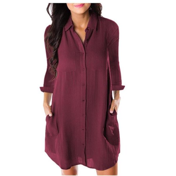 

pure color woman dress 2020 spring summer pockets boho short dresses loose vestido, Black;gray
