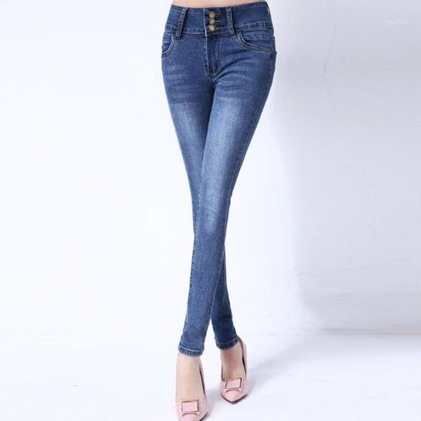 

women's jeans 2021 spring for women high waist woman elastic stretch female skinny denim pencil pants1, Blue