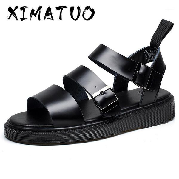 

ramialali new fashion summer sandals shoes cow real leather men sandals non-slip rubber soles beach men shoes1, Black