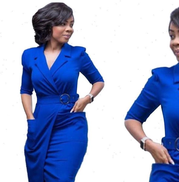 

vitiana women elegant office dress female 2021 spring short sleeve v neck solid blue sheath plus size casual work dress, Black;gray