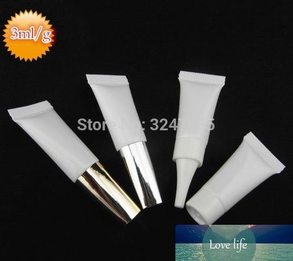 3ML / GWHITE пустая PE пластиковая косметическая мягкая трубка, косметическая трубка для крема для глаз / гель, мини портативная косметическая эссенция.