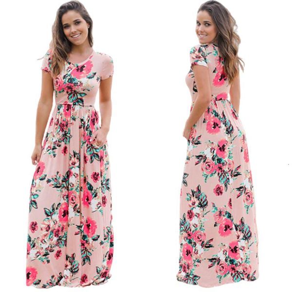 

large size 3xl 2019 new summer women long dresses beach short sleeve o-neck floral print robe dress ladies casual dress vestido, Black;gray