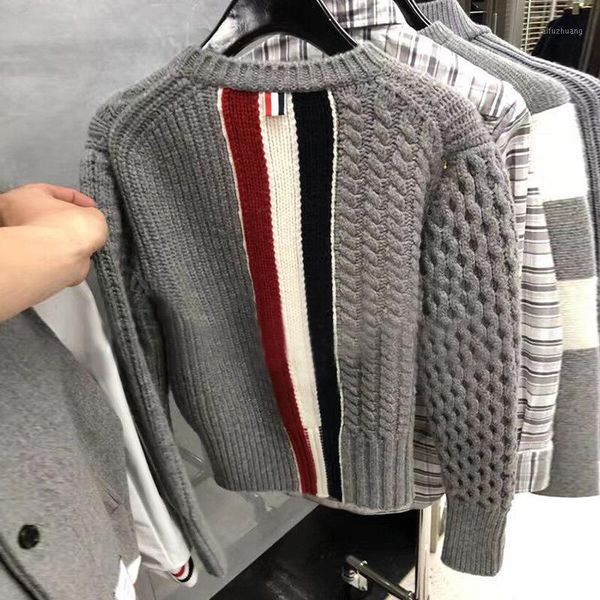 

autumn and winter new fashion warm thick pullover round neck sweater retro linen flower color sweater round neck1, White;black