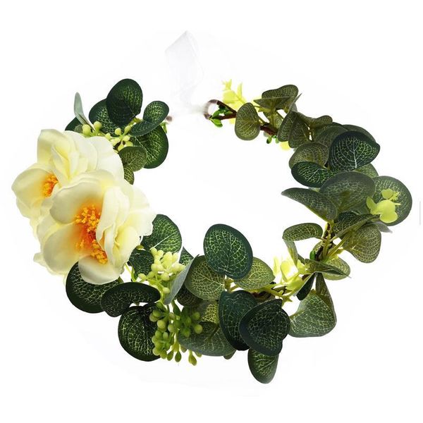 

blooming camellia flowers wreath crown headband women wedding hair accessories headdress girl floral garland floral qylhll
