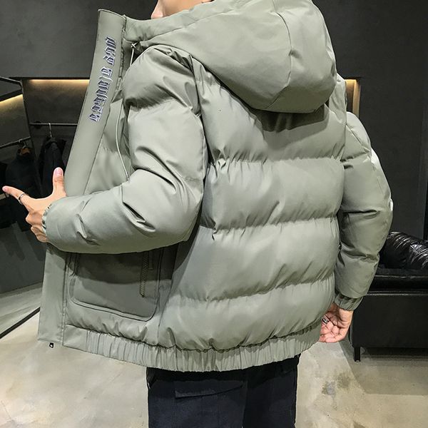 

men's thickened 2020 new trend slim down cotton padded jacket relaxed in winter, Black