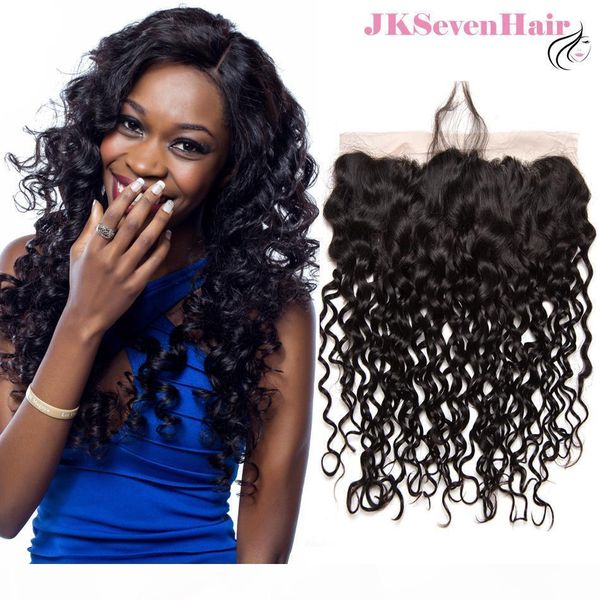 

10a grade peruvian remy hair water wave lace frontal 13x4inch brazilian indian malaysian hair middle three parts frontal, Black