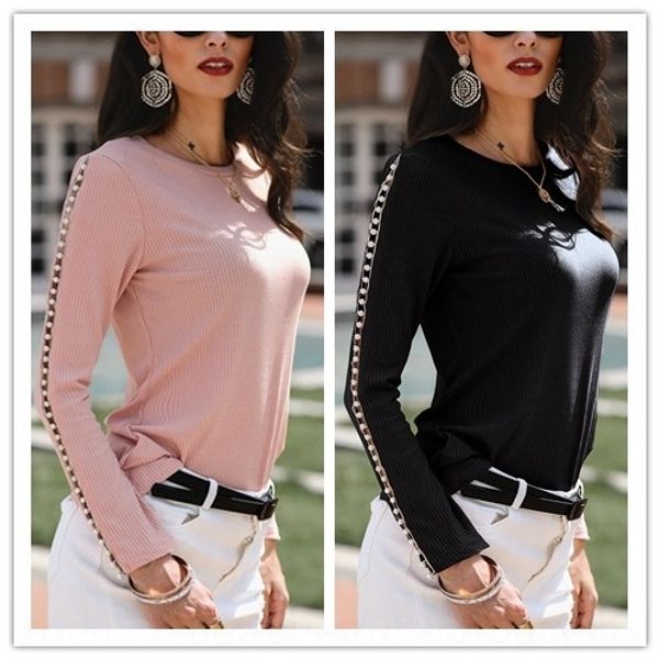 

gxoxr long зима t2020 футболка женских beads ногти осень sleeve тонкого djokn шея дно рубашка для женщин, установленных, White