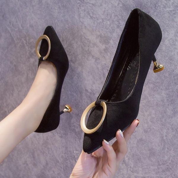 

women dress shoes low heels office work shoes pointed toe wedding party woman faux suede thin heel pumps1, Black