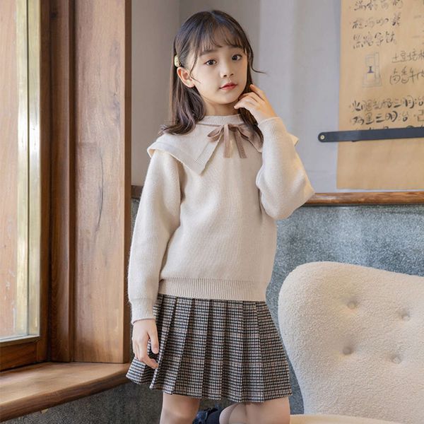 

new autumn and girls' 2020 fashion children's winter cloth sweater two piece suit bhbg, Blue