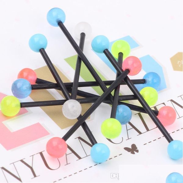 

tongue barbell t15 100pcs/lot ,mix 5 color .piercing body jewelry glow in the dark fake tongue ring industrial jllsme home003, Silver