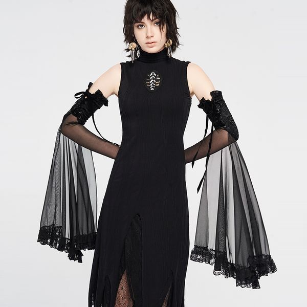 

punkrave женская готическая кружевная тень цветок великолепная перспектива сетка вертикальная занавес вечеринка ужин длинные перчатки, Blue;gray