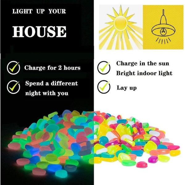 

50/100pcs glow in the dark pebbles for walkways dcor, outside bulk glow in the dark rocks for outdoor fair jllhqe
