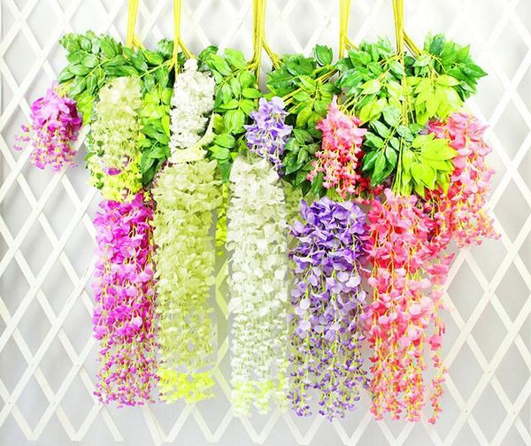 

24pcs garland flowers artificial silk wisteria hanging plant decoration