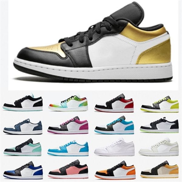 

white and gold jumpman 1 low mens obsidian basketball shoes unc 1s cactus jack bred toe men women trainers sports sneakers 5.5-11