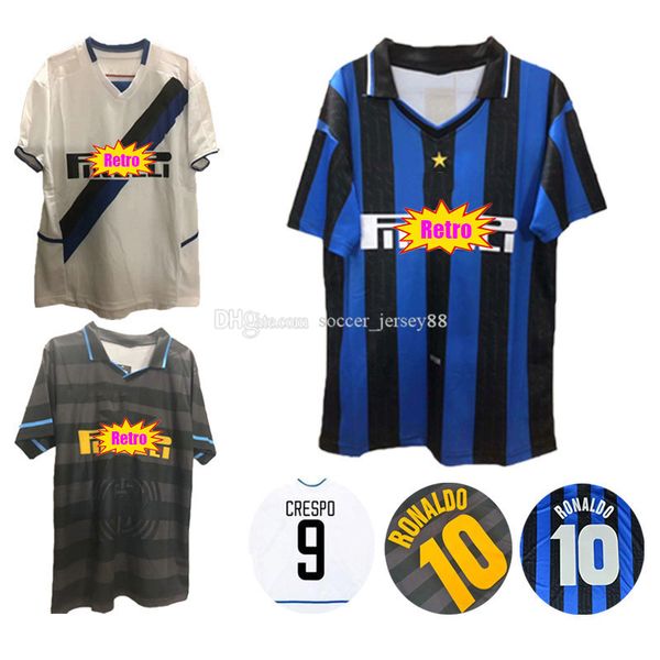 

1997 1998 maglia i retro soccer jerseys nter 2002 2003 ronaldo classic 97 98 02 03 m crespo zanetti ilan football shirts uniforms, Black;yellow