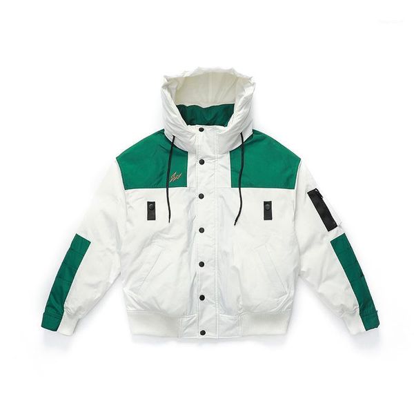 

men's winter down jacket coat thick warm hooded short down jacket for men white duck puffer jackets1, Black